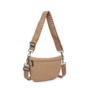 Sol and Selene Nude Woven Crossbody Bag